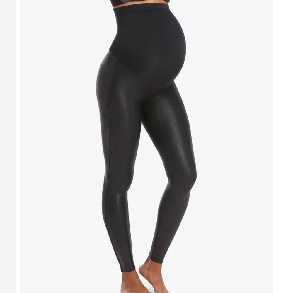 Spanx maternity Faux leather leggings XL